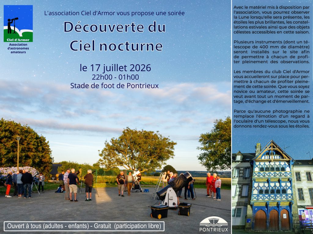 Flash Info :  Soirée de découverte du ciel nocturne 17 juillet 2026